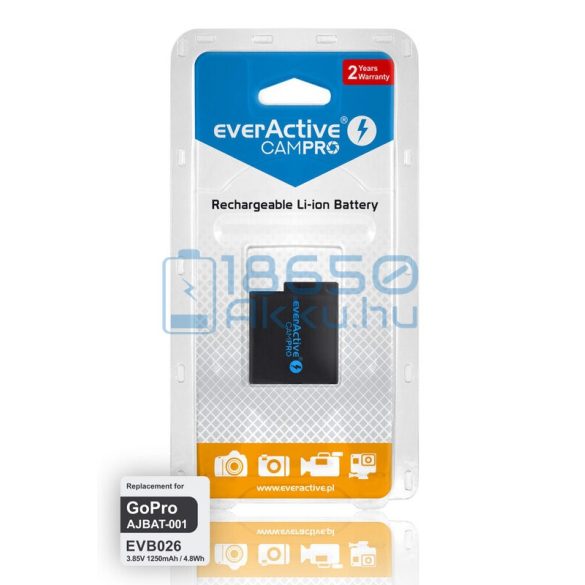 EverActive CamPro (GoPro AJBAT-001) GoPro Hero 5 / Hero 7 / Hero 8 Akkumulátor (EVB026)