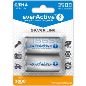 EverActive Silver 3500 3000mAh (C / R14) Baby Újratölthető Elem / Ni-MH Akkumulátor (2db)