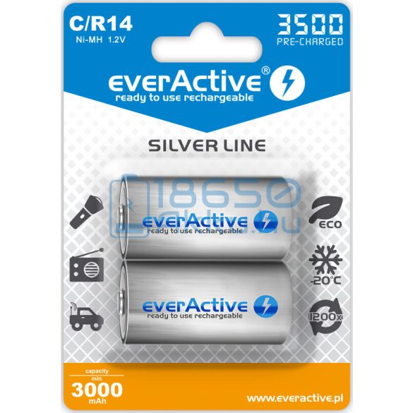 EverActive Silver 3500 3000mAh (C / R14) Baby Újratölthető Elem / Ni-MH Akkumulátor (2db)