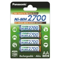   Panasonic 2700 2500mAh (AA / R6) Ceruza Újratölthető Elem / Ni-MH Akkumulátor (4db)