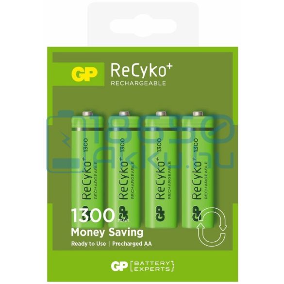 GP ReCyko+ 1300 1300mAh (AA / R6) Ceruza Újratölthető Elem / Ni-MH Akkumulátor (4db)