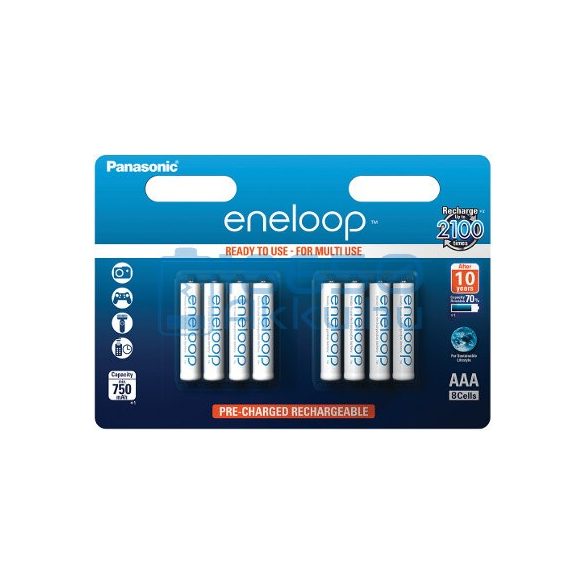 Panasonic Eneloop 750mAh (AAA / R03) Mikró Újratölthető Elem / Ni-MH Akkumulátor (8db)