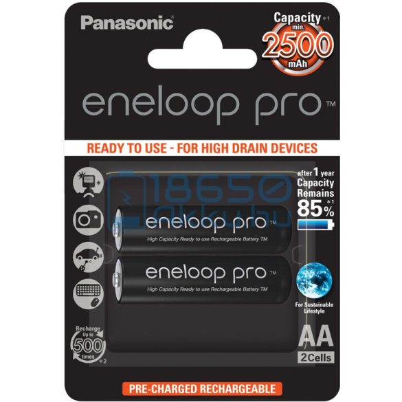 Panasonic Eneloop Pro 2500mAh (AA / R6) Ceruza Újratölthető Elem / Ni-MH Akkumulátor (2db)