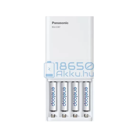 Panasonic Eneloop BQ-CC87 Ni-MH Akkumulátor Töltő és Powerbank + 4db 1900mAh (AA / R6) Ceruza Újratölthető Elem