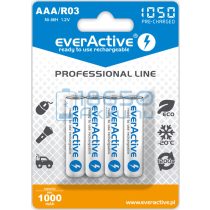   EverActive Professional 1050 1000mAh (AAA / R03) Mikró Újratölthető Elem / Ni-MH Akkumulátor (4db)
