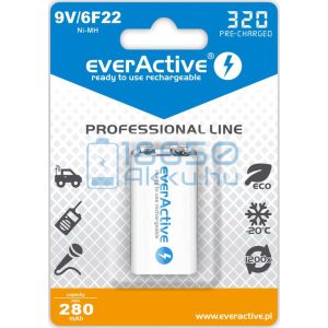 EverActive Professional 320 280mAh 6F22 9V Újratölthető Elem / Ni-MH Akkumulátor