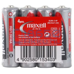 Maxell Cink-Szén Féltartós (AA / R6) Ceruza Elem (4db)