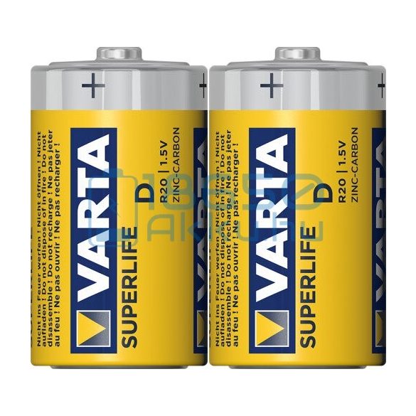 Varta Superlife Cink-Szén Féltartós (D / R20) Góliát Elem (2db) (fóliás)