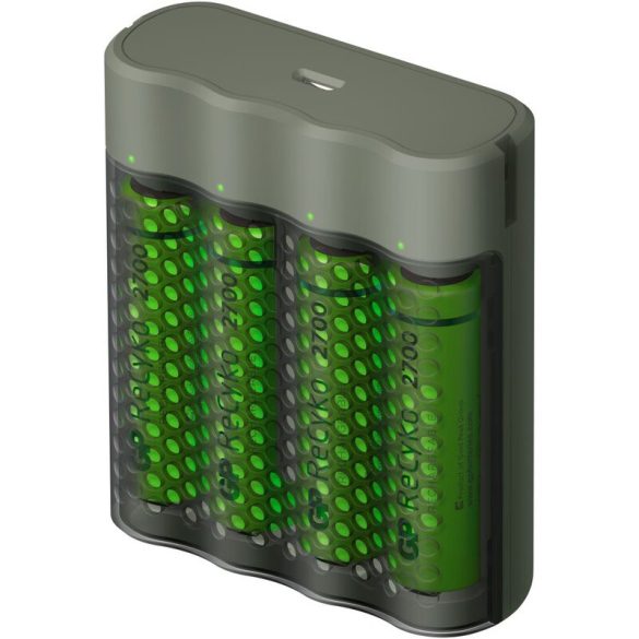GP ReCyko M451 USB Speed Charger Ni-MH Akkumulátor Töltő + 4db 2600mAh (AA / R6) Ceruza Újratölthető Elem
