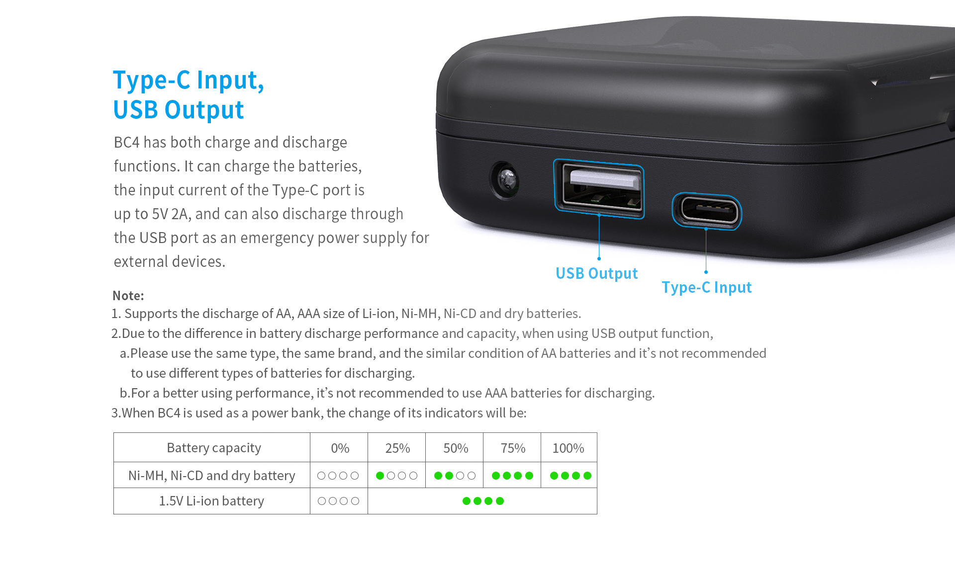 XTAR BC4 1,2V/1,5V Akkumulátor Töltő és Powerbank