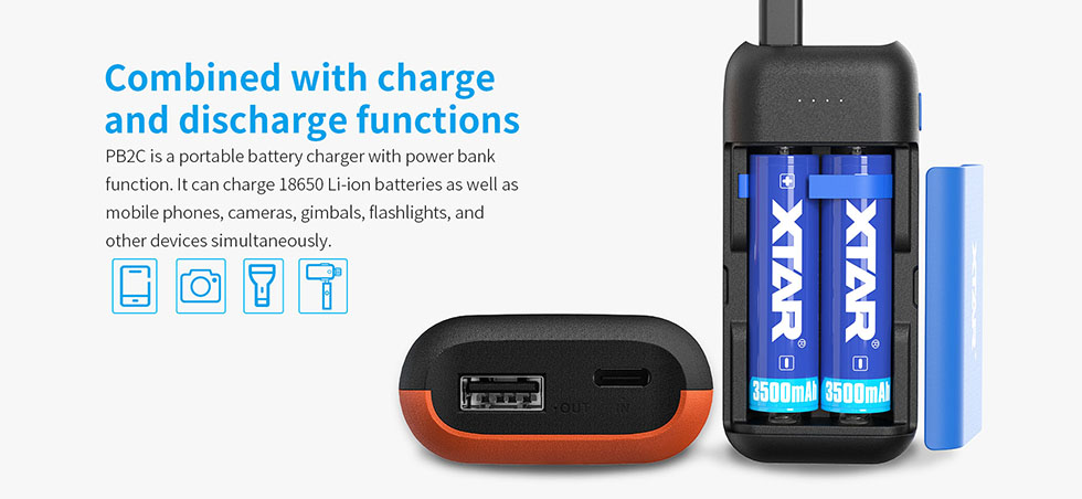 XTAR PB2C Akkumulátor Töltő és Powerbank