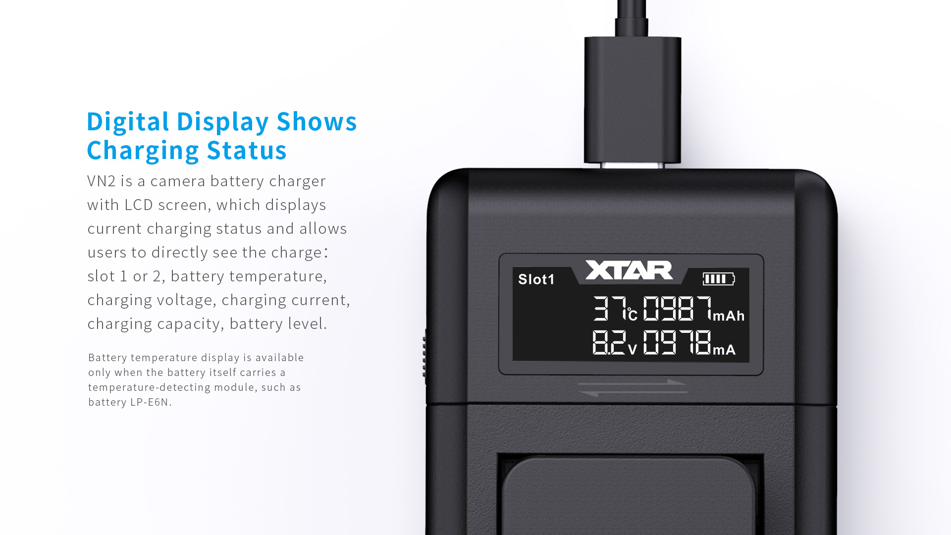 XTAR VN2 Akkumulátor Töltő Sony NP-FW50 Akkumulátorhoz