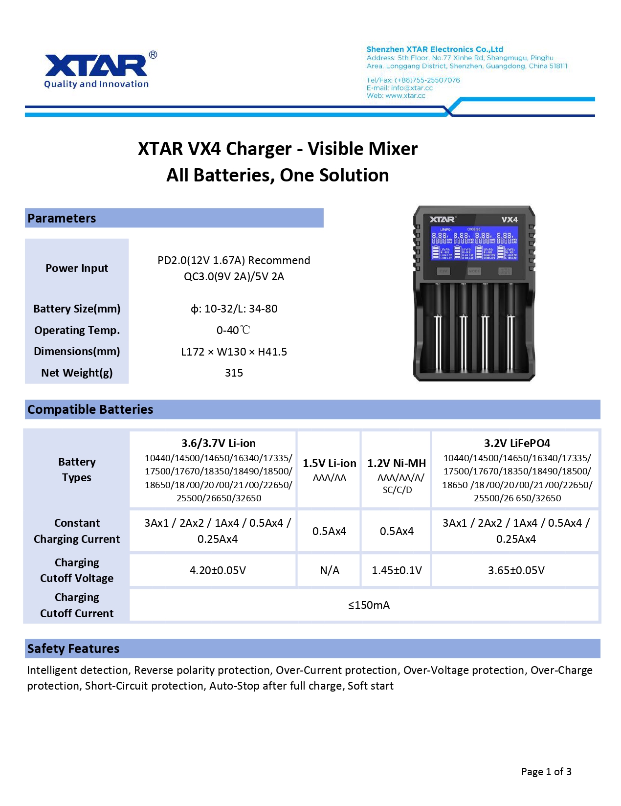 XTAR VX4 Akkumulátor Töltő